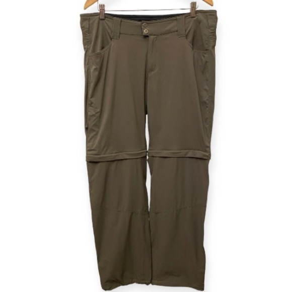 Columbia Sz 16 Convertible Zip Pants Olive Green Stretch Mid Rise Hiking Fishing - Picture 2 of 15